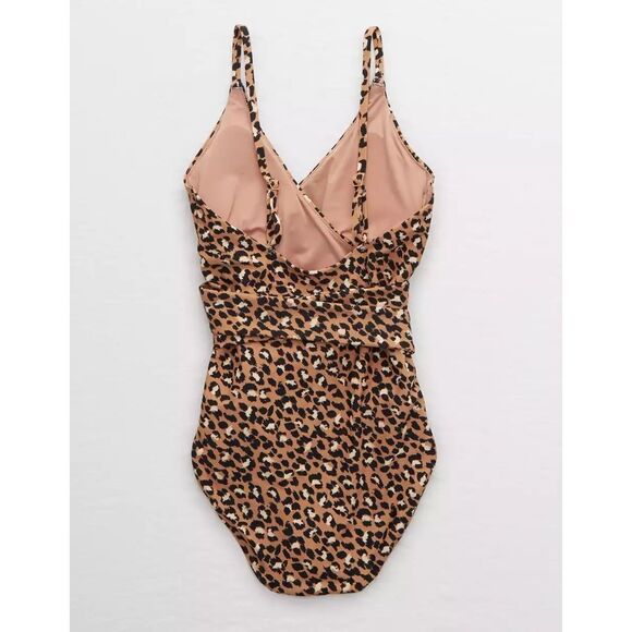 Aerie Leopard Wrap One Piece Swimsuit size L - Picture 2 of 8